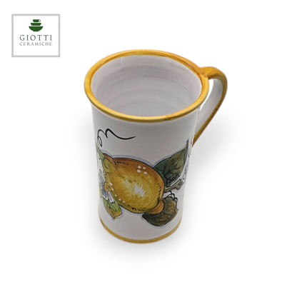 White Lemon Travel Coffee Cup with handle