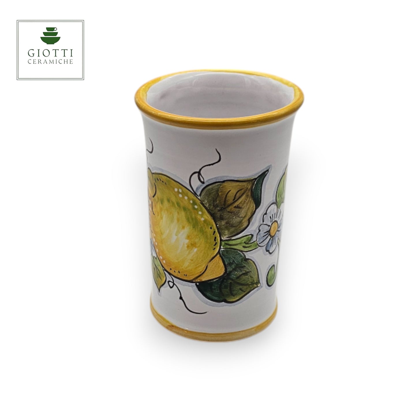 Lemon White Hand-Painted Italian Ceramic Tumbler