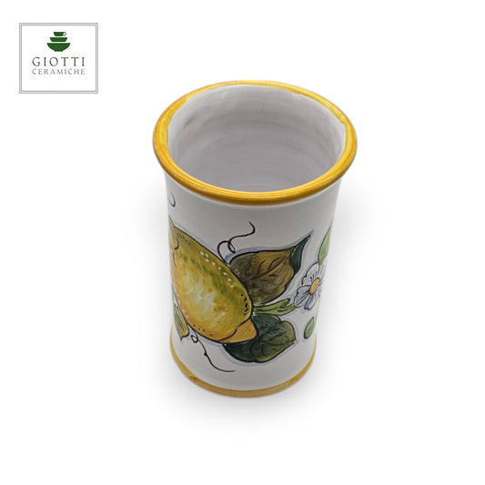 Lemon White Hand-Painted Italian Ceramic Tumbler