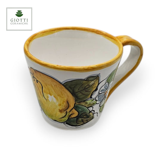 Lemon White  Hand-Painted Italian Ceramic Large Tea Cup