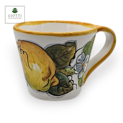 Lemon White  Hand-Painted Italian Ceramic Large Tea Cup