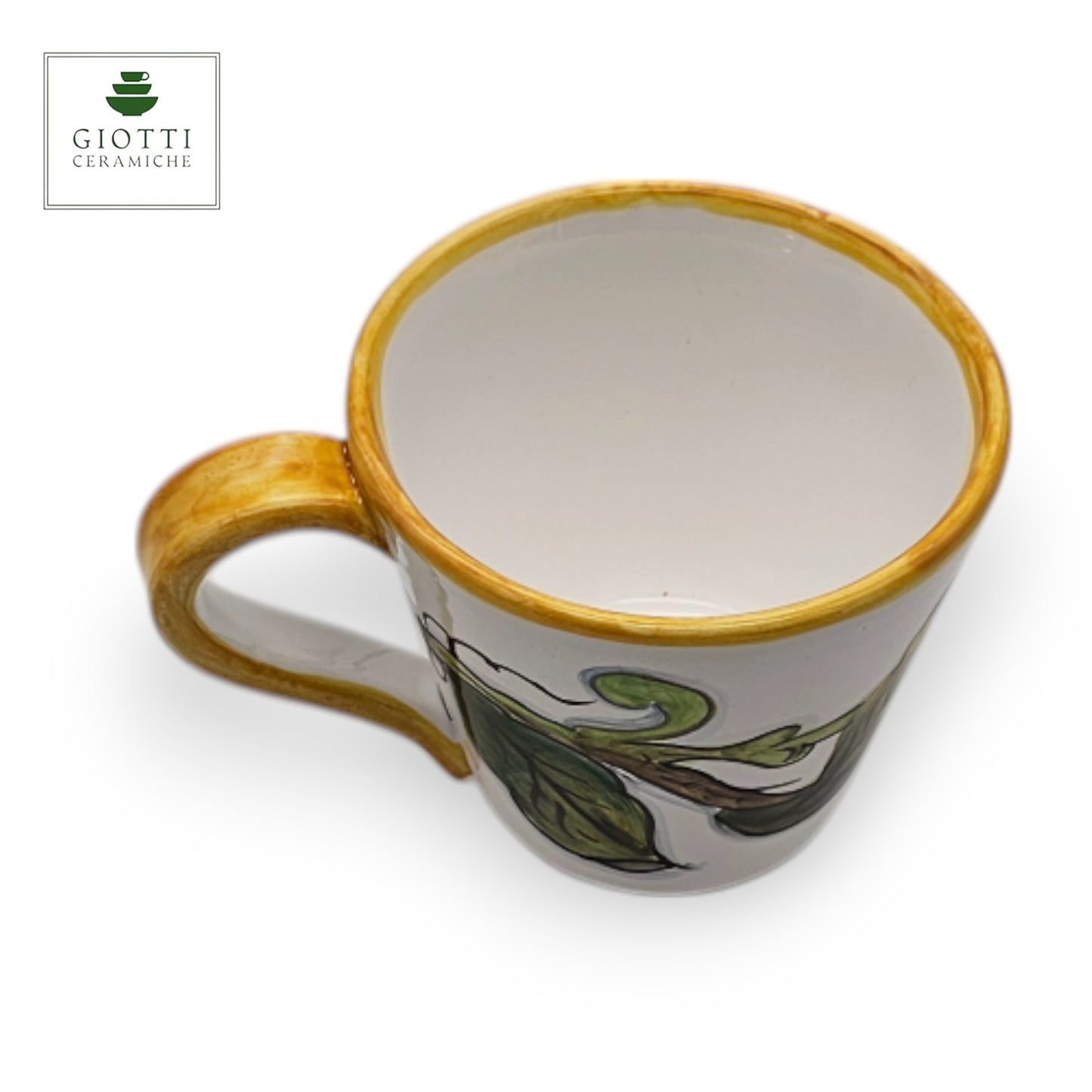 Lemon White  Hand-Painted Italian Ceramic Large Tea Cup
