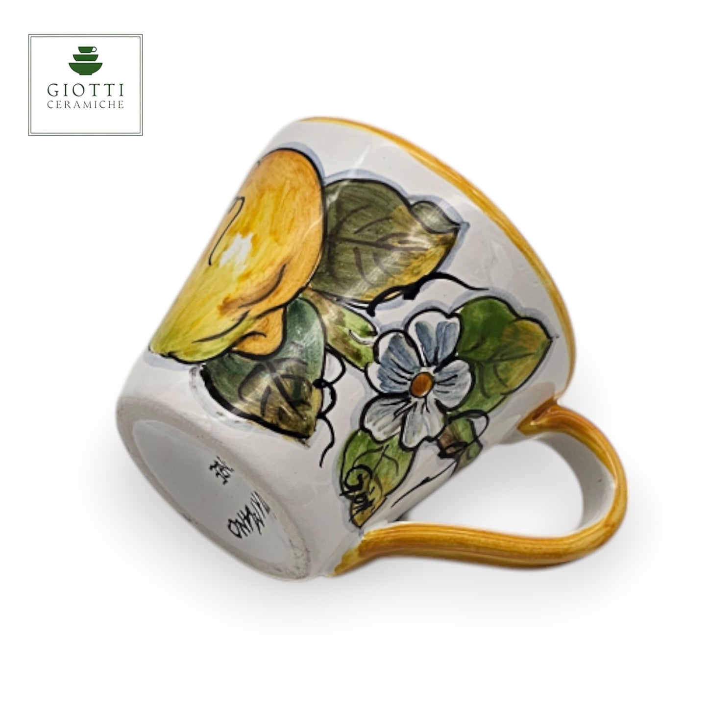 Lemon White  Hand-Painted Italian Ceramic Large Tea Cup