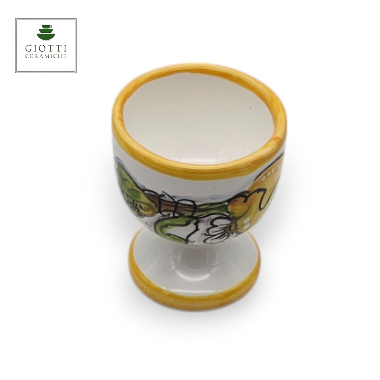 Lemon White Hand-Painted Italian Ceramic Egg Cup