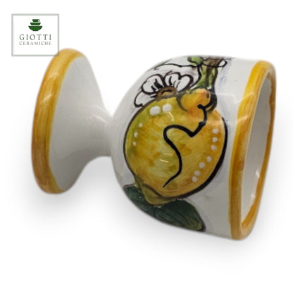 Lemon White Hand-Painted Italian Ceramic Egg Cup