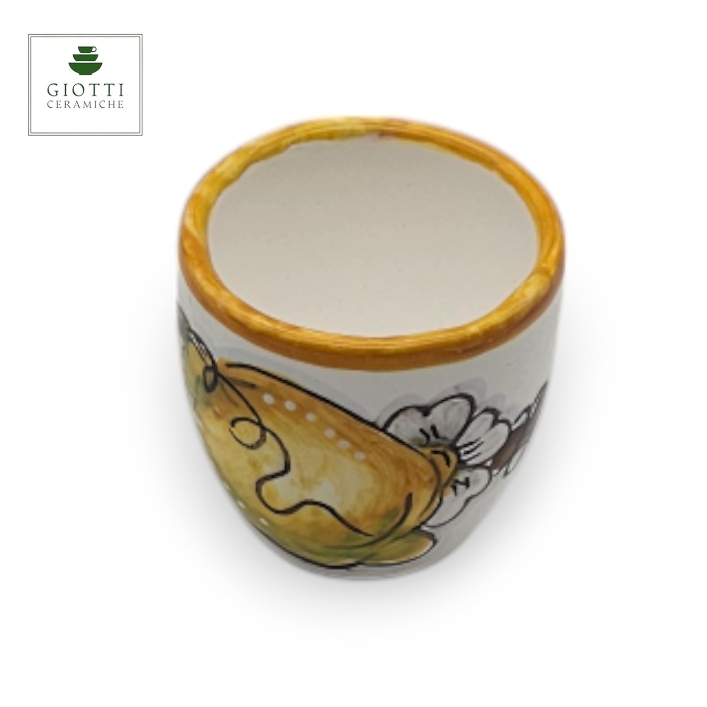 Lemon White Hand-Painted Italian Ceramic Limoncello & Liqueur Glass