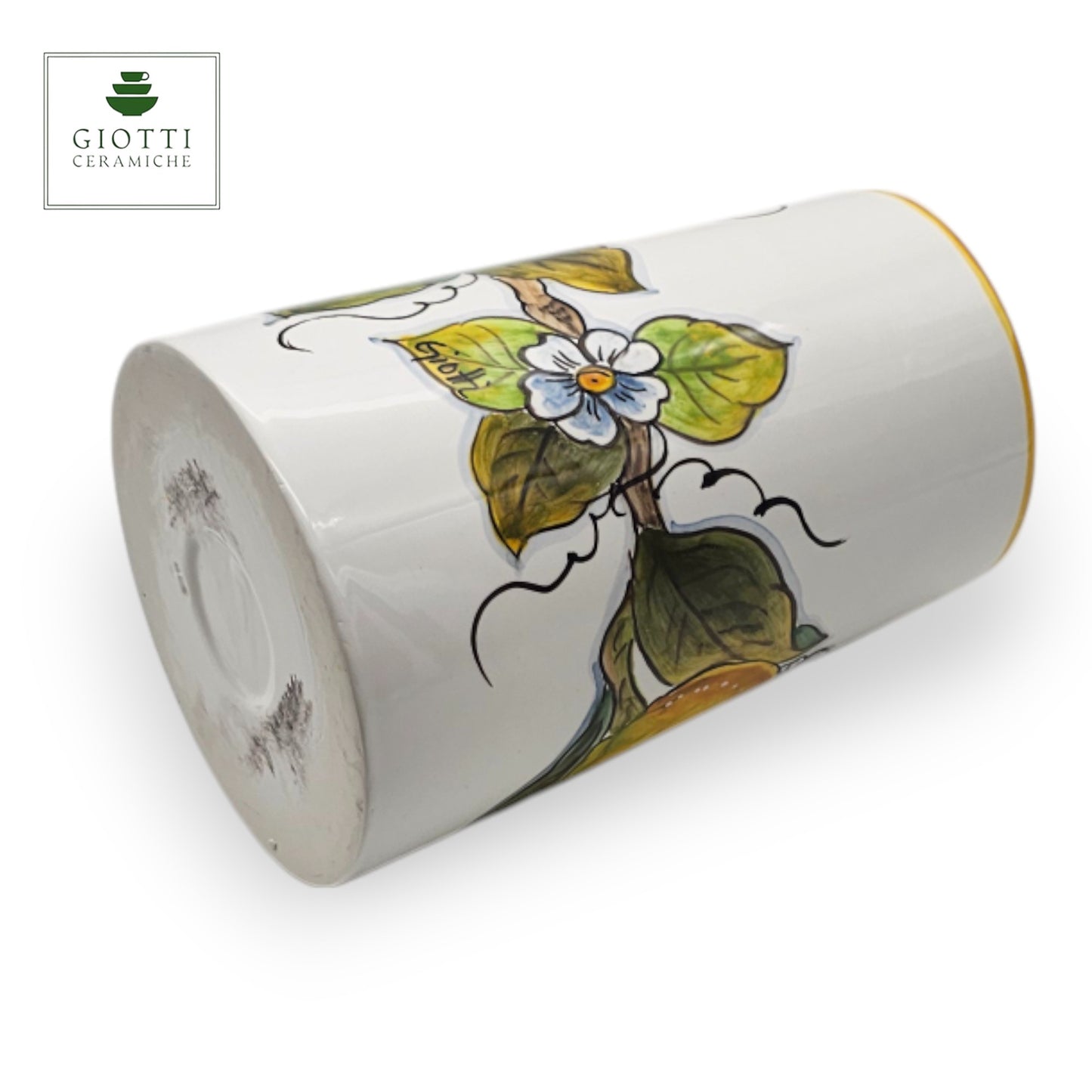 Lemon White Italian Ceramic Utensil Holder & Wine Cooler