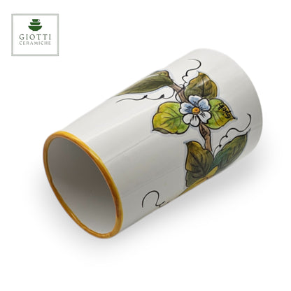 Lemon White Italian Ceramic Utensil Holder & Wine Cooler