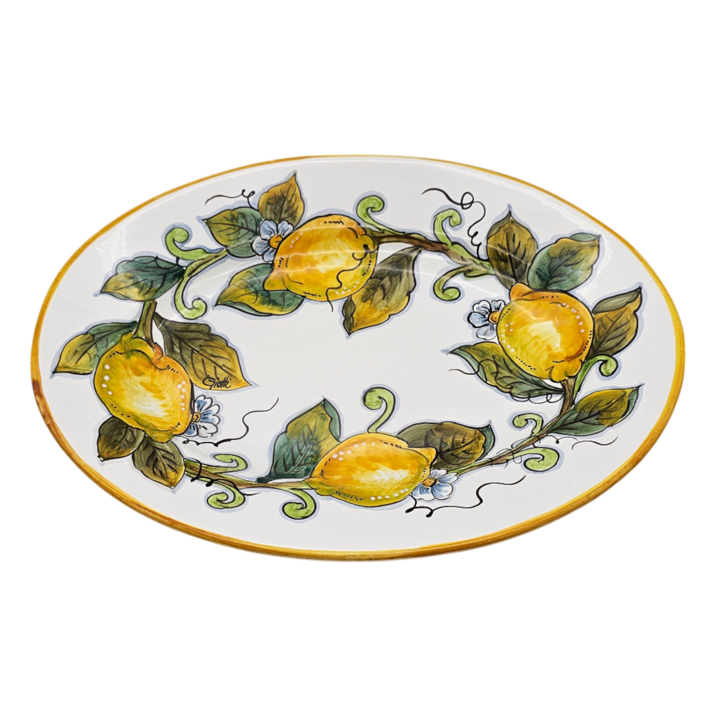 Lemon White Oval Serving Tray
