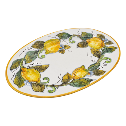 Lemon White Oval Medium Serving Tray