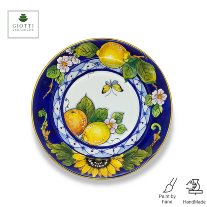 Monteriggioni Blue Sunflower Lemon and Orange Spaghetti Bowl