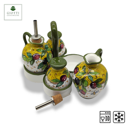 TORRE OLIVE GREEN LAYER Seasoning Set Oil Vinegar Salt and Pepper