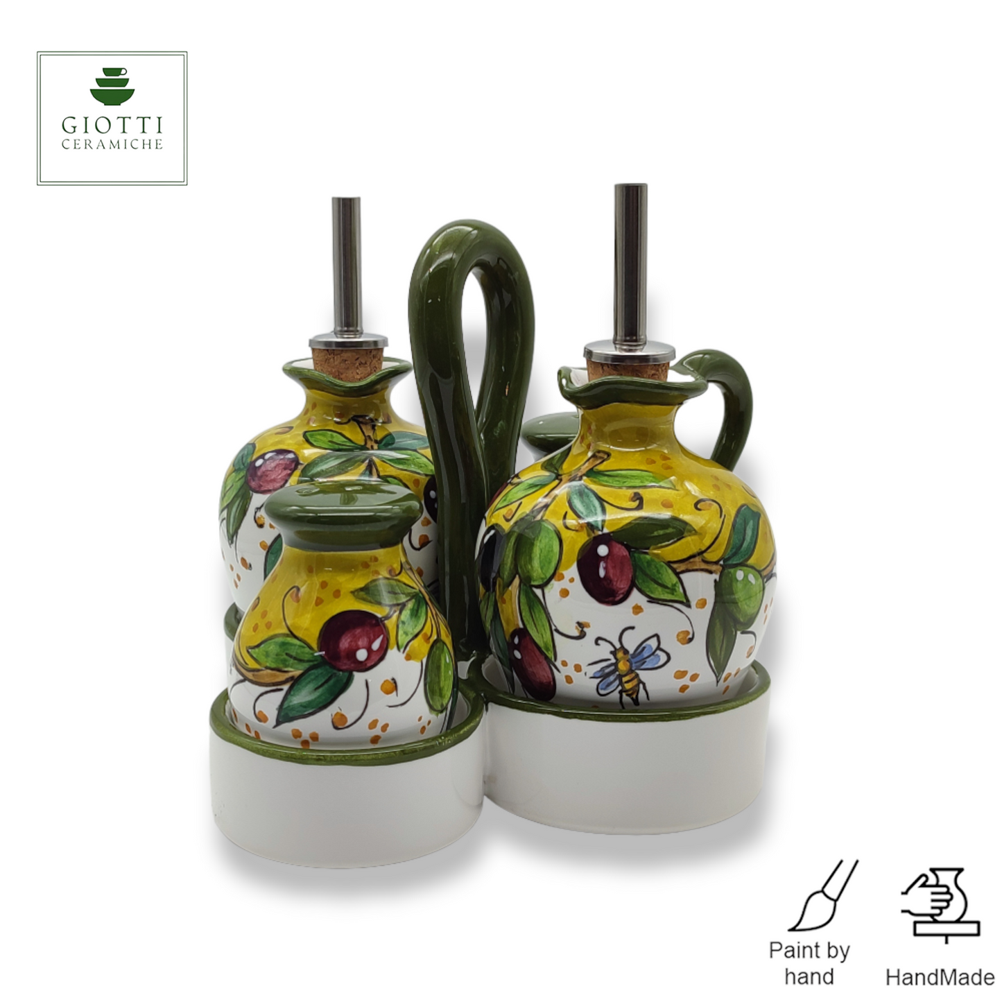 TORRE OLIVE GREEN LAYER Seasoning Set Oil Vinegar Salt and Pepper