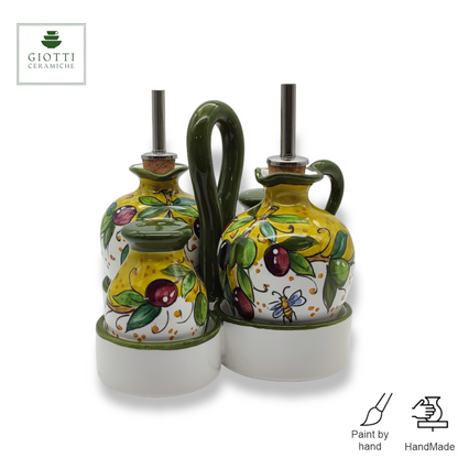 TORRE OLIVE GREEN LAYER Seasoning Set Oil Vinegar Salt and Pepper