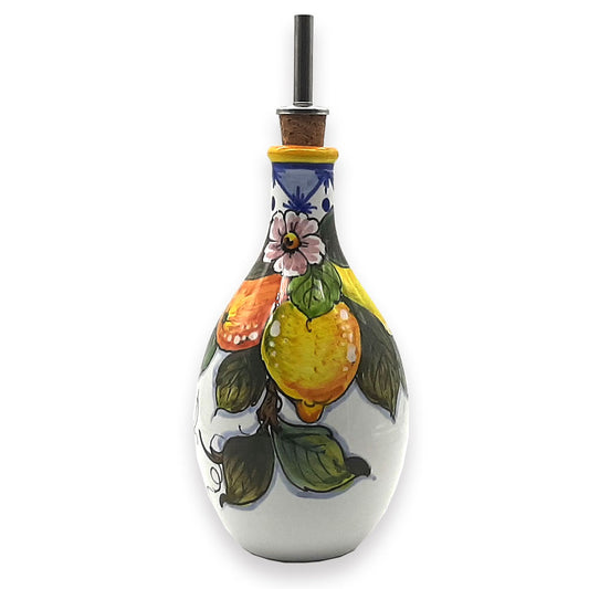 Orange Lemon Ischia Italian Ceramic Oil Cruet with Drip-Free Spout