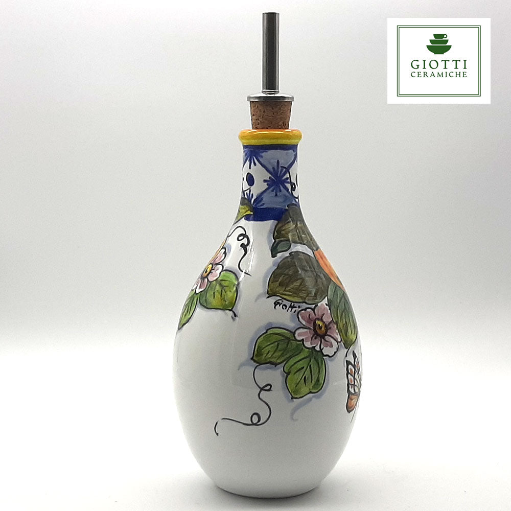 Orange Lemon Ischia Italian Ceramic Oil Cruet with Drip-Free Spout