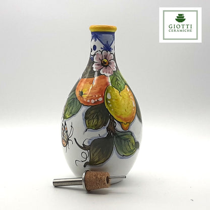 Orange Lemon Ischia Italian Ceramic Oil Cruet with Drip-Free Spout