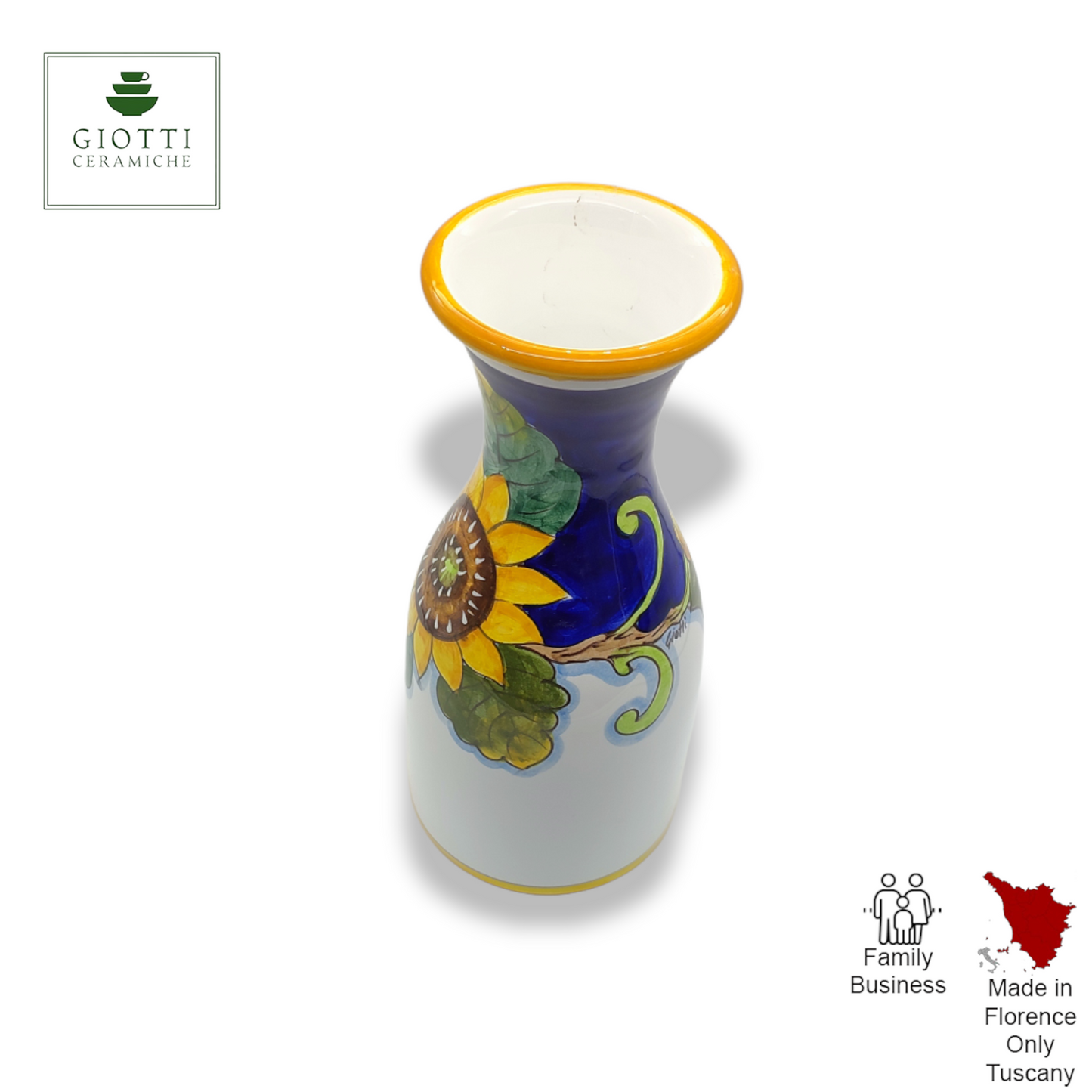 Tuscany SunFlower and Lemons Italian Ceramic Carafe & Vase – 0.5 Liter