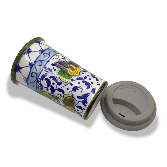 Elba Lemon Blue Curls Travel Coffee Cup with Lid