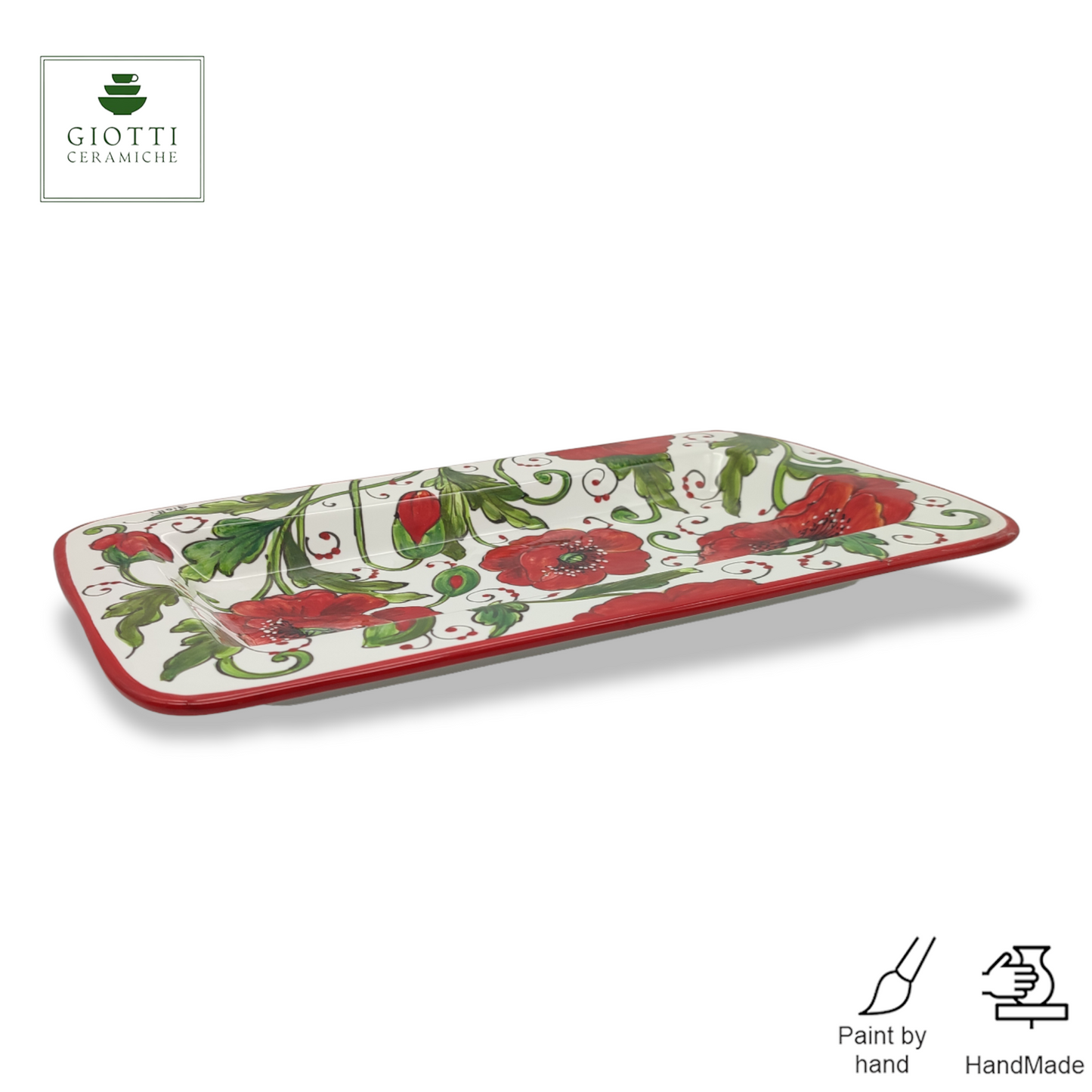 Val d'orcia Poppies Serving Rectangular Platter Tray