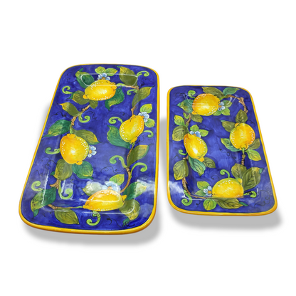 Lemon blue Serving Rectangular Platter Medium Tray
