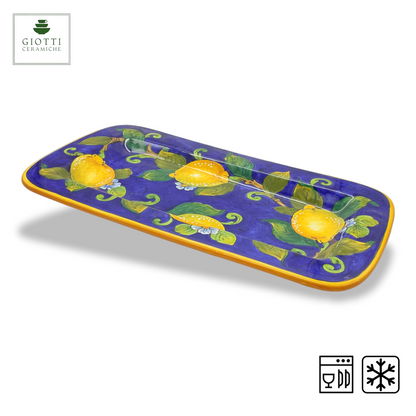 Lemon blue Serving Rectangular Platter Medium Tray