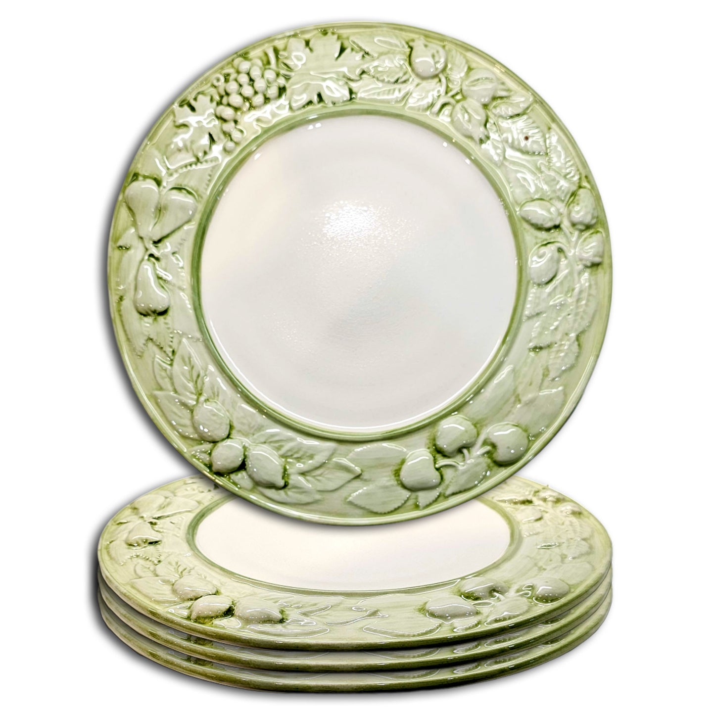 4 x GREEN - Embossed Chargers