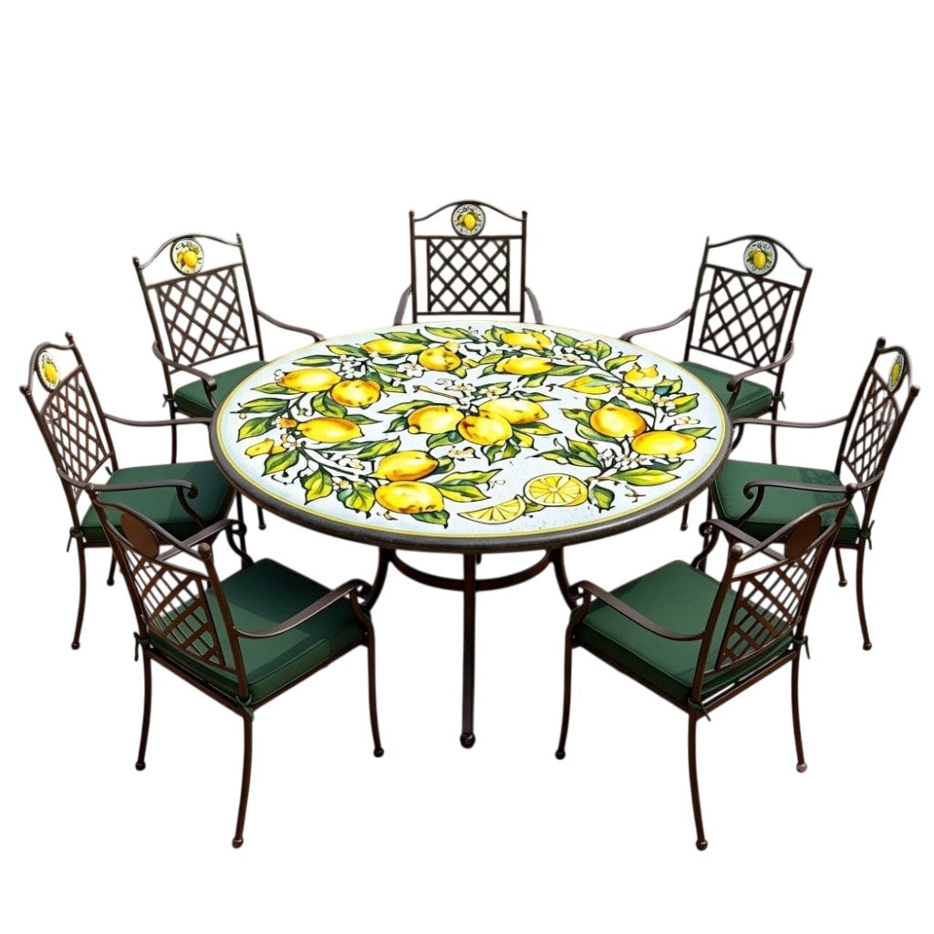 Hand-Painted Ceramic Garden Table Round