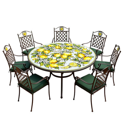 Hand-Painted Ceramic Garden Table Round