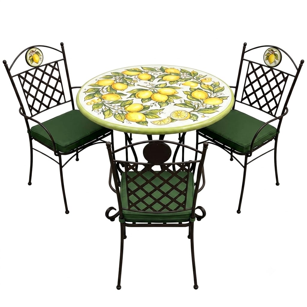 Hand-Painted Ceramic Garden Table Round