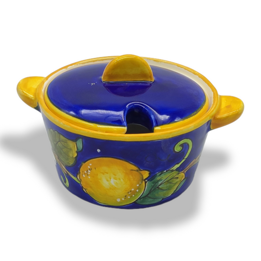 Lemons on Blue sugar bowl