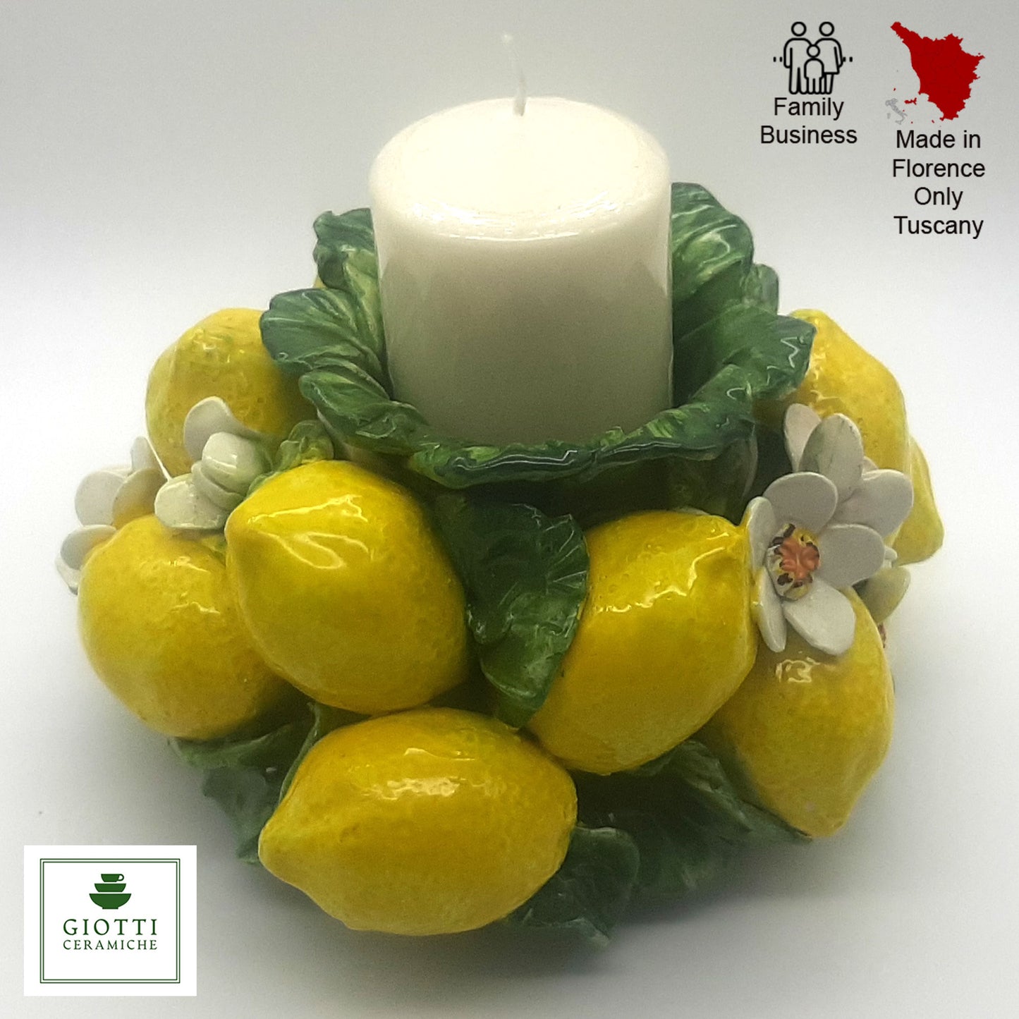 Lemons And Flowers Small CenterPiece with Candel