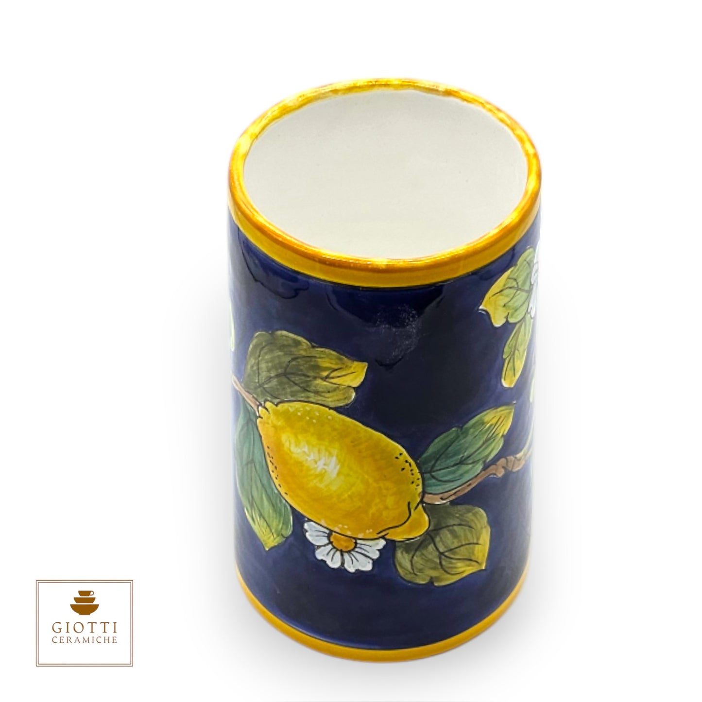 Lemons on Blue Utensil Holder