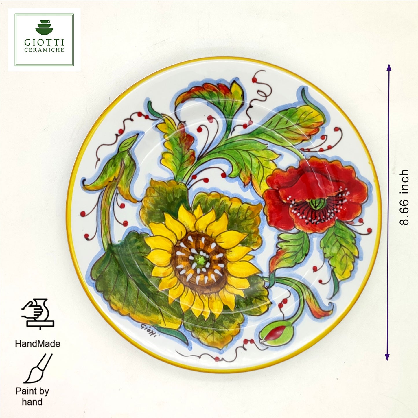 Girasoli e papaveri Salad Plate 22cm
